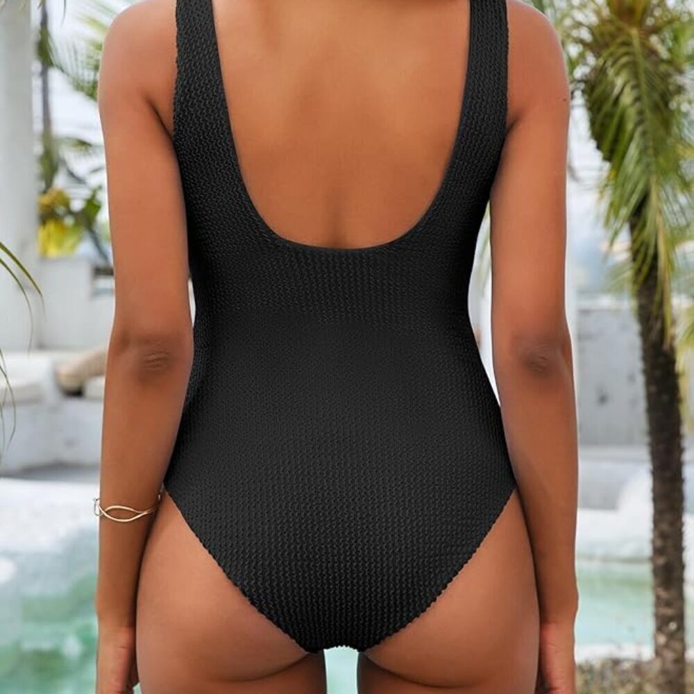 Black Square Neck One Piece Swimsuit | Size M | NWT - Picture 3 of 4
